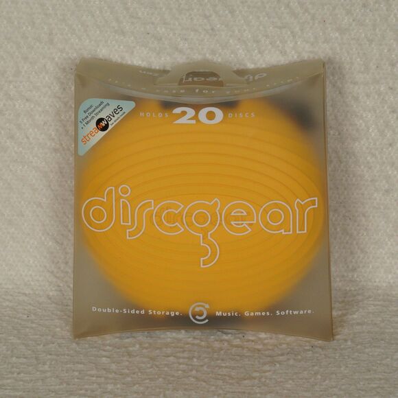 Vintage DiscGear 20 Disc Storage Organizer Yellow Textured Hard Case CD DVD USA - Picture 2 of 11